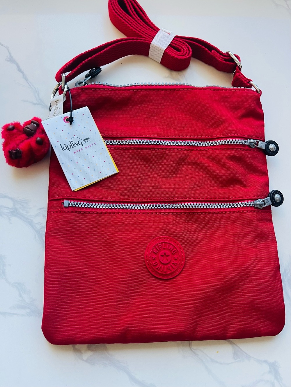 Kipling Red Crossbody Bag - Lightweight Everyday Shoulder Bag
